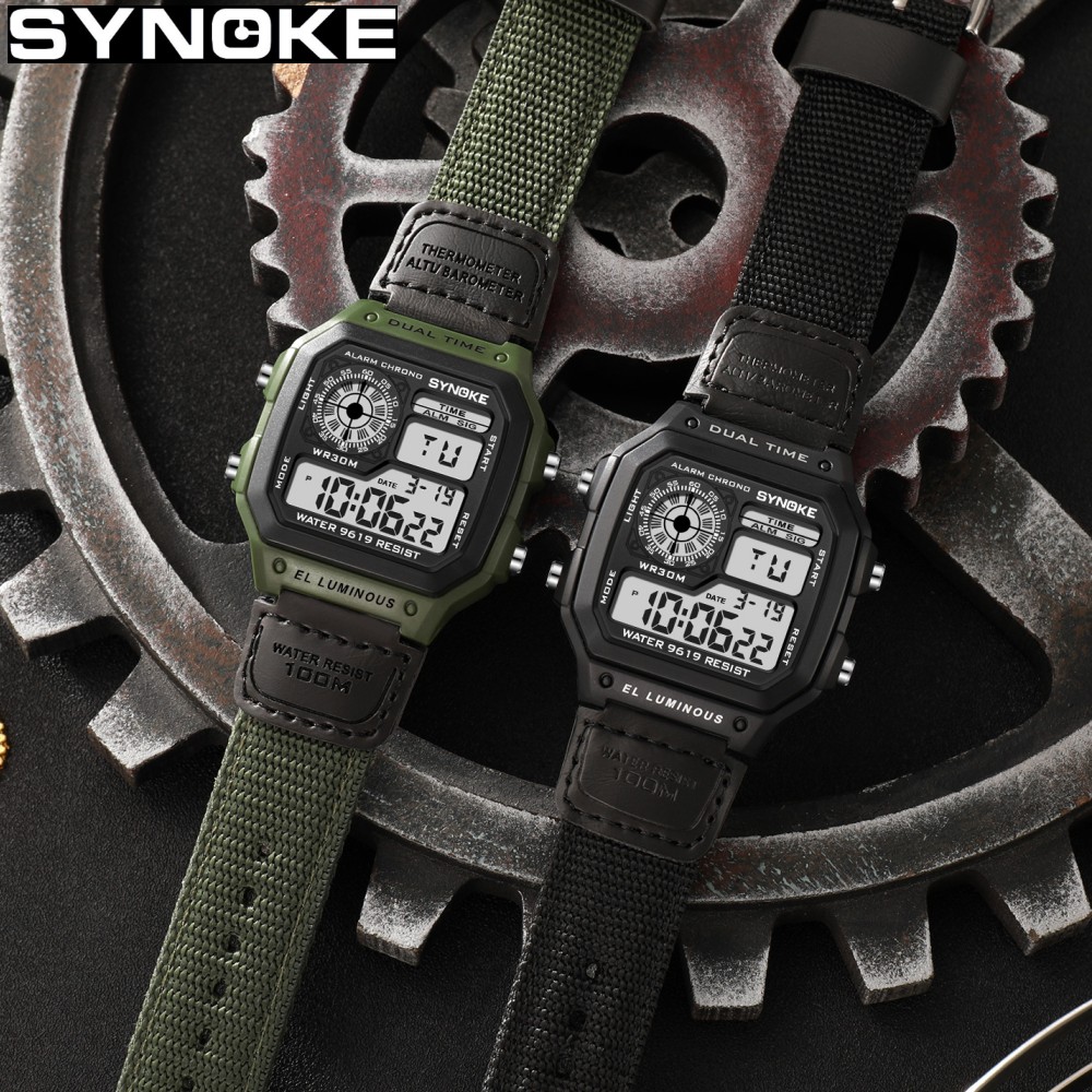 Canvas Strap Watch - Synoke Outdoor Militair Digitaal Horloge Voor
