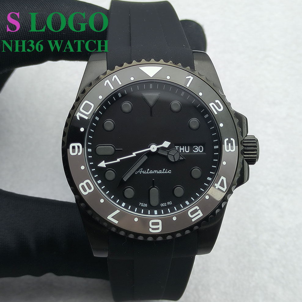 Stainless Bracelet Diver - 40MM NH36 Horloge Zwart Heren Roestvrij