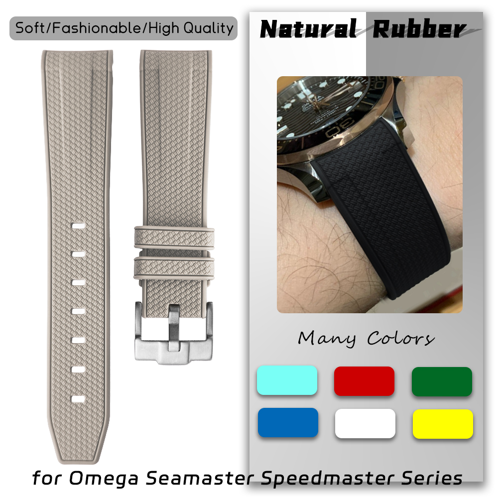 Omega Watch Speedmaster - 19mm 20mm Natuurlijke Rubber Gebogen Einde