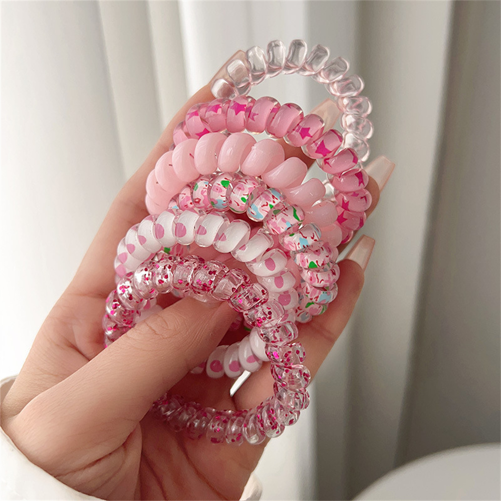 Silicone Band Women - 6 stuks zoete schattige kleurrijke spiraalvormige