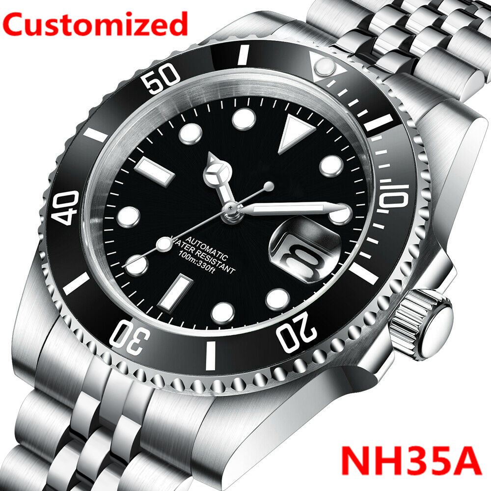 Stainless Bracelet Diver - DIY Logo 40MM Duikhorloge NH35 Automatisch