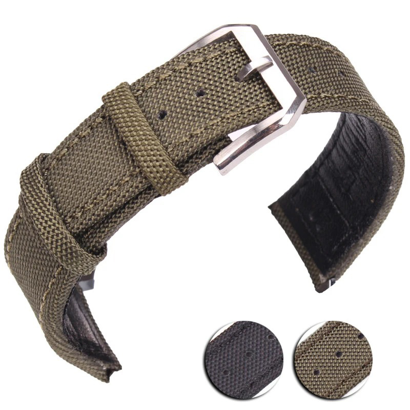 Nato Strap Nylon - Nylon Echt Lederen Horlogeband 20Mm 21Mm