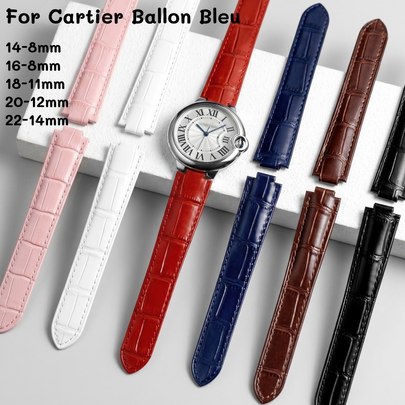Cartier Watch Ballon Bleu - Lederen Horlogeband Dubbele Convexe Lug Fit