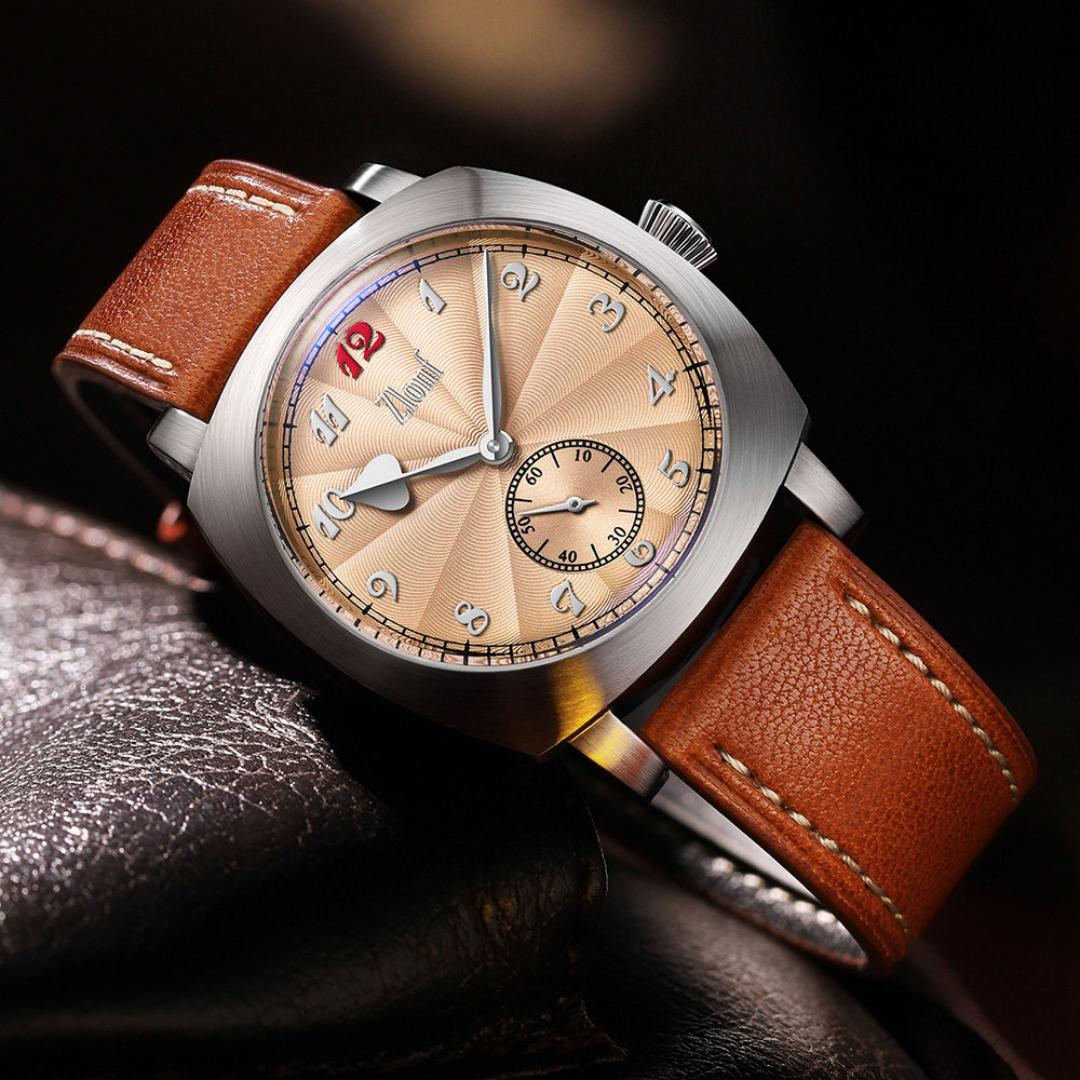 Tropic Strap Vintage - Vintage herenhorloge, zalmkleurige wijzerplaat, ST17 automatisch