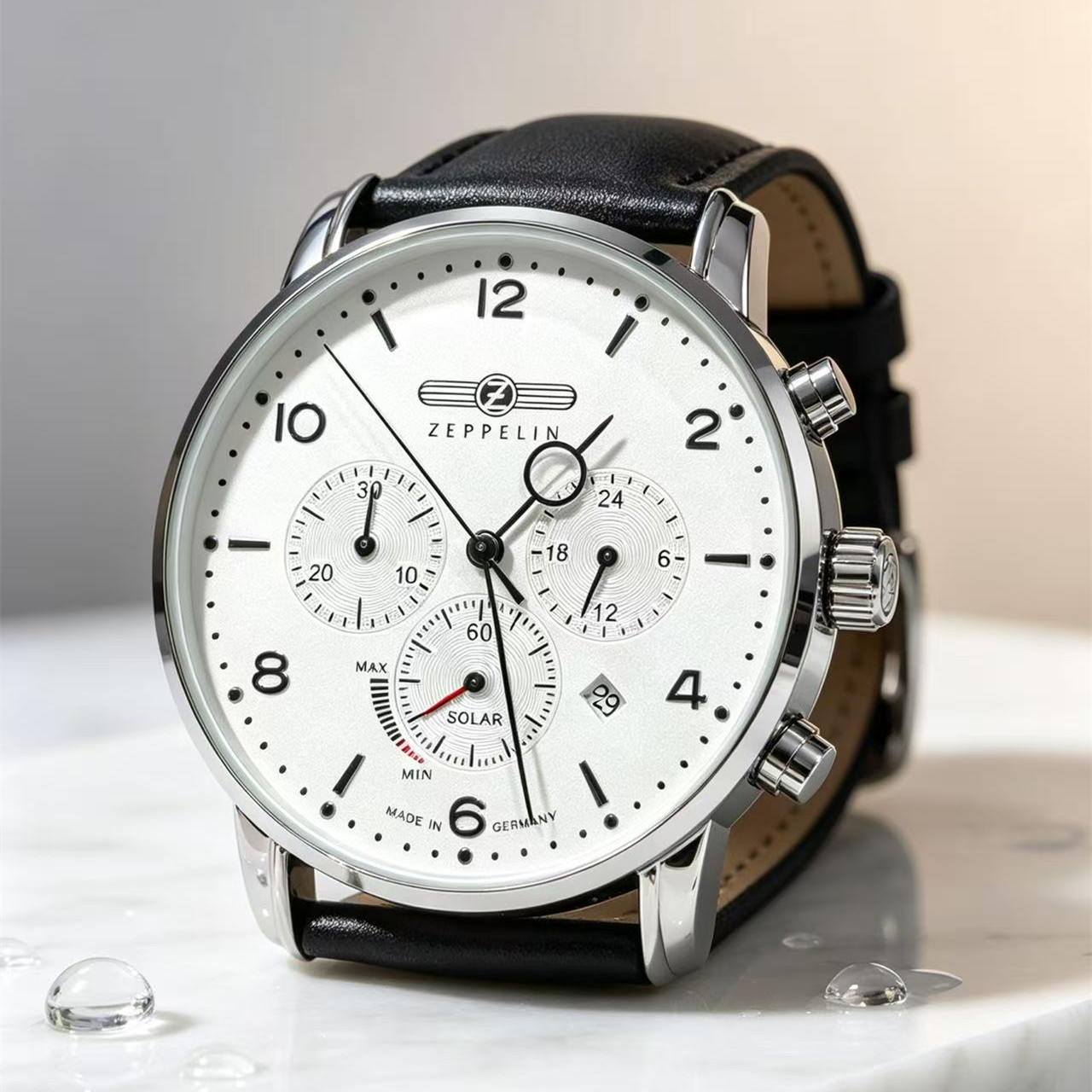 Leather Watch Band Men - Zeppelin Airship Automatische Datum Herenhorloges Lederen