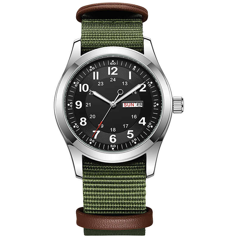 Canvas Strap Watch - 2026 Herenhorloge 42mm, oplichtende wijzerplaat, dag-