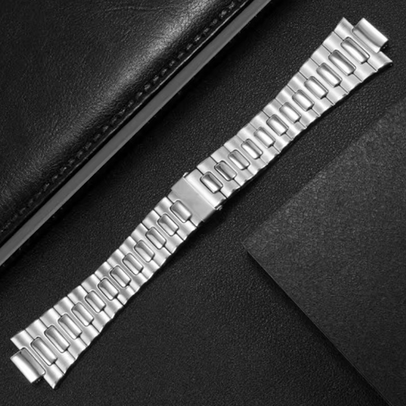 Patek Philippe Watch Nautilus - Convexe zilveren roestvrijstalen horlogeband 25x13mm massieve