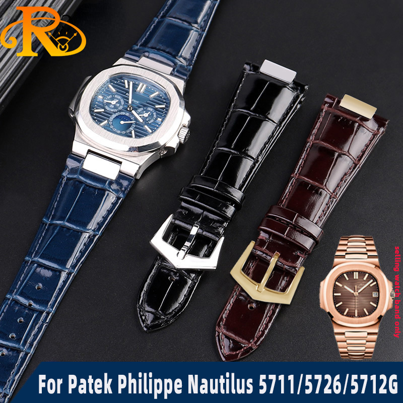 Patek Philippe Watch Nautilus - 25X13Mm Inkeping Echt Lederen Horlogeband +