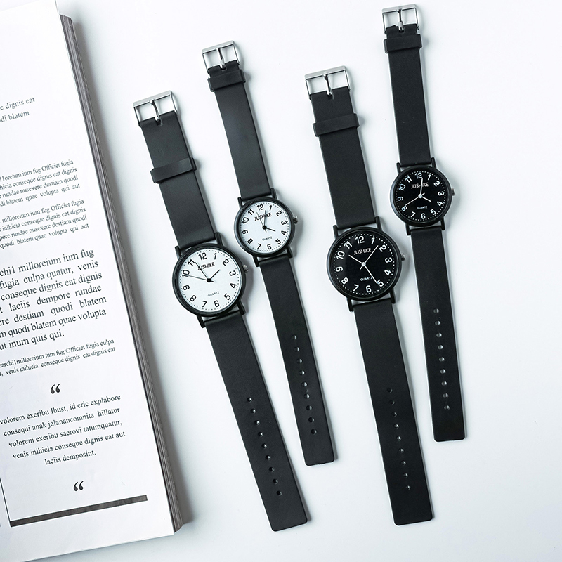 Silicone Band Women - Eenvoudige zwarte horloge quartz horloges voor