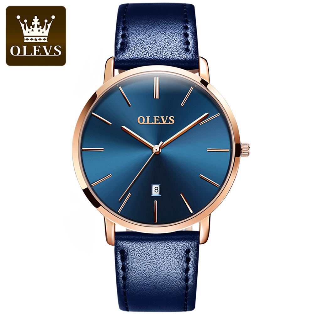 Leather Watch Band Men - Originele OLEVS Quartz Horloge voor Mannen