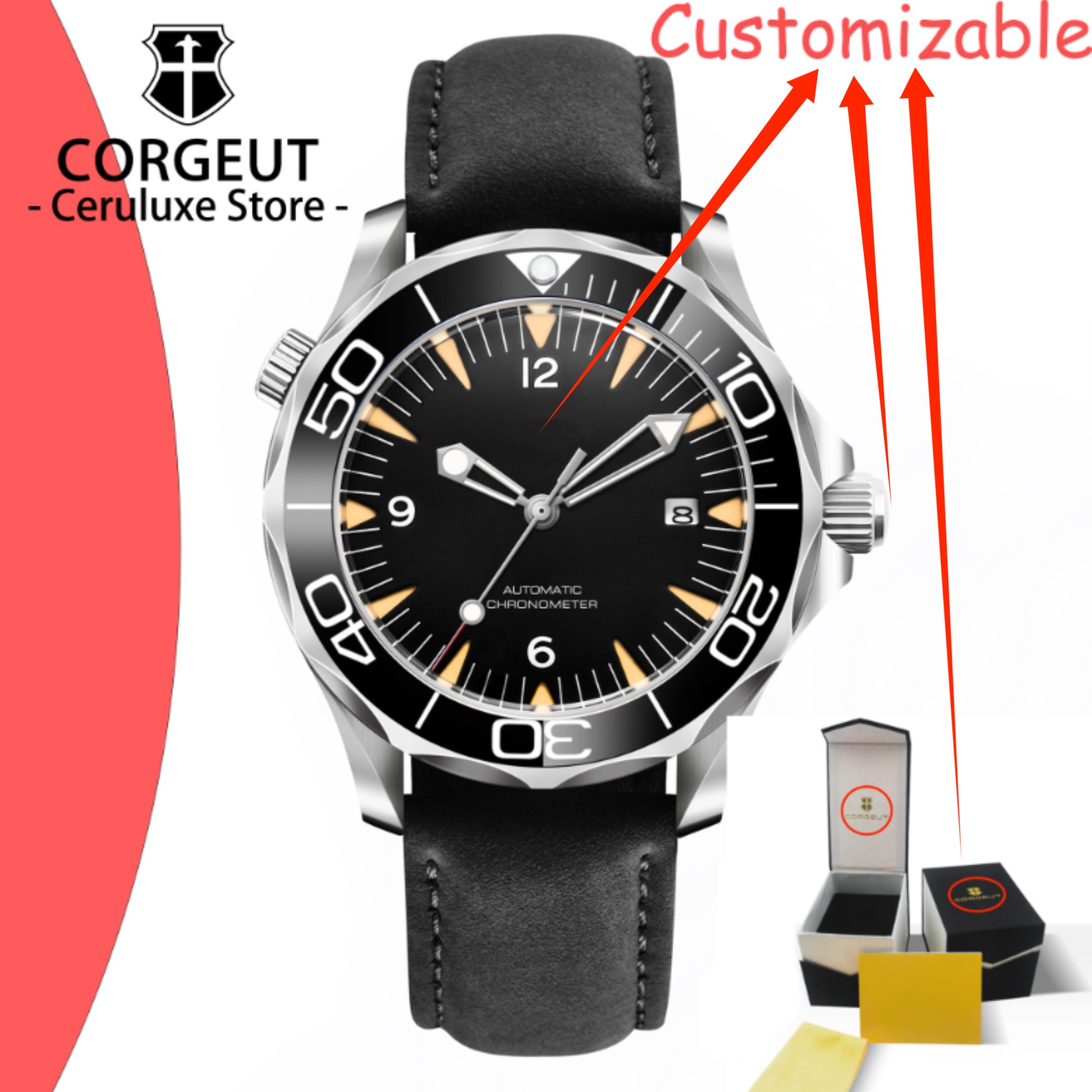 Stainless Bracelet Diver - Op maat gemaakte logo saffierglas automatische