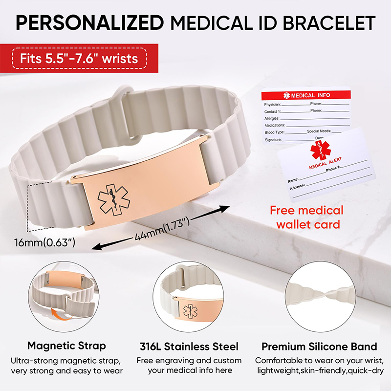Op maat gemaakte medische ID-a - Silicone Band Women recensie en prijs