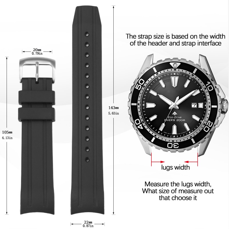 22mm Gebogen Einde Siliconen H - Citizen Watch Promaster recensie en prijs
