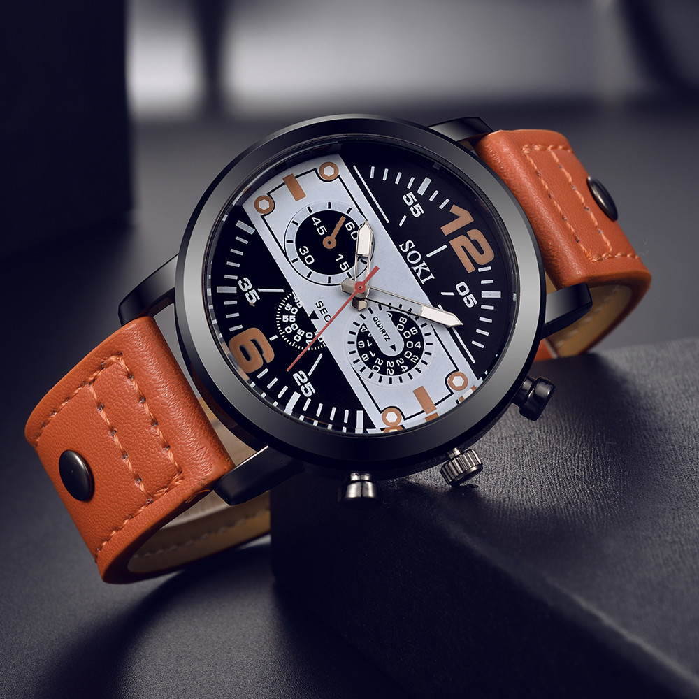 Strak herenhorloge, chique bru - Leather Watch Band Men recensie en prijs