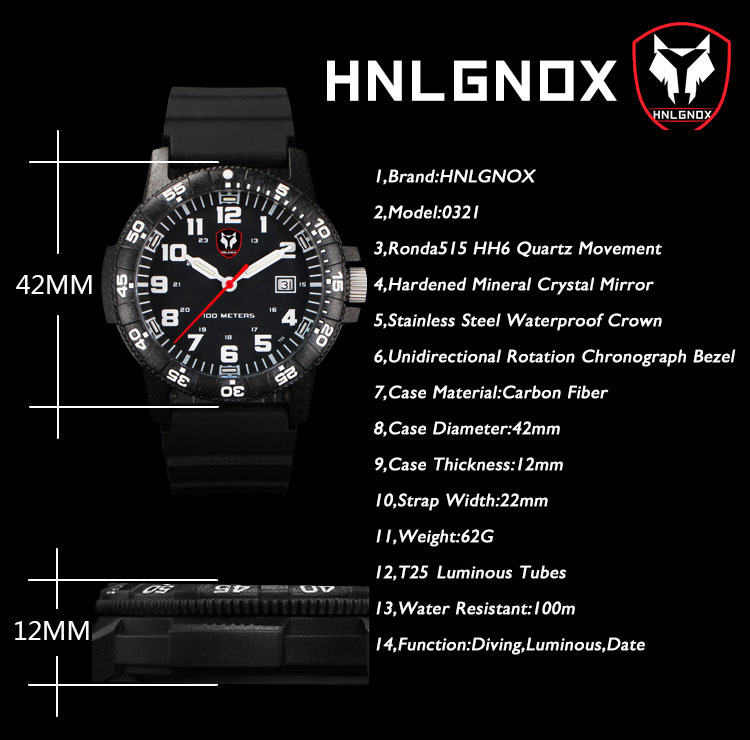 Hnlgnox Mens Pilot Horloges Sp - Rubber Strap Diver recensie en prijs