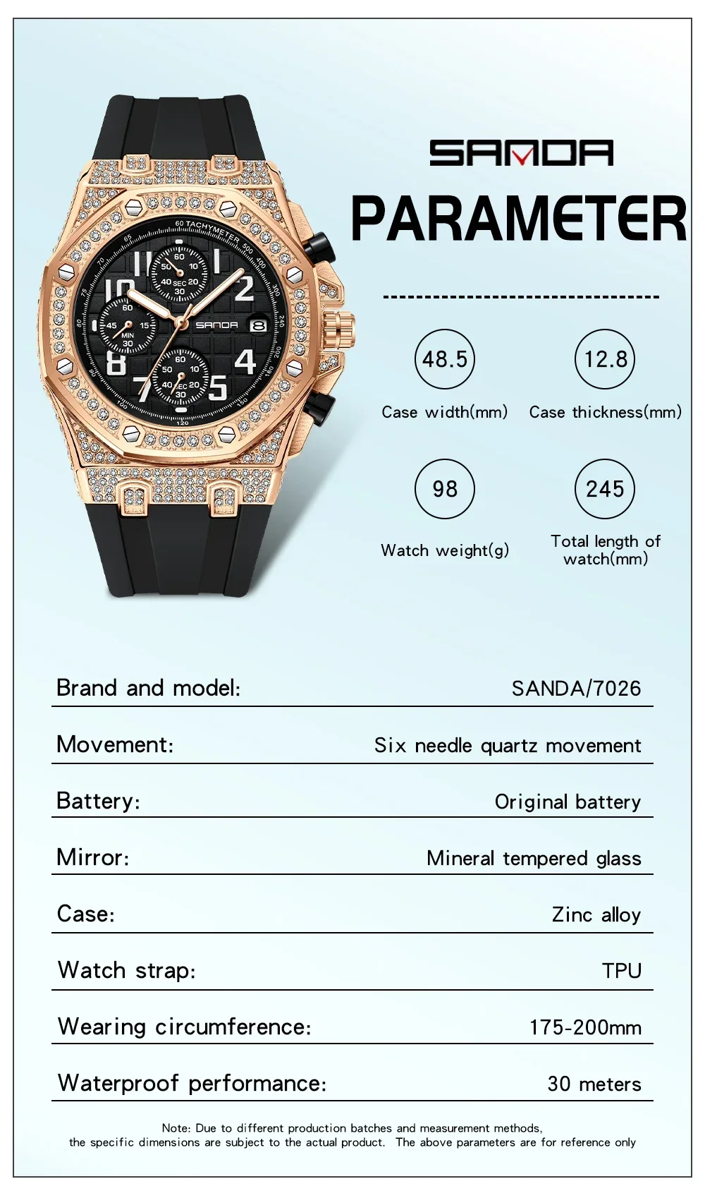 SANDA 7026 Heren quartzhorloge - Rubber Strap Diver recensie en prijs