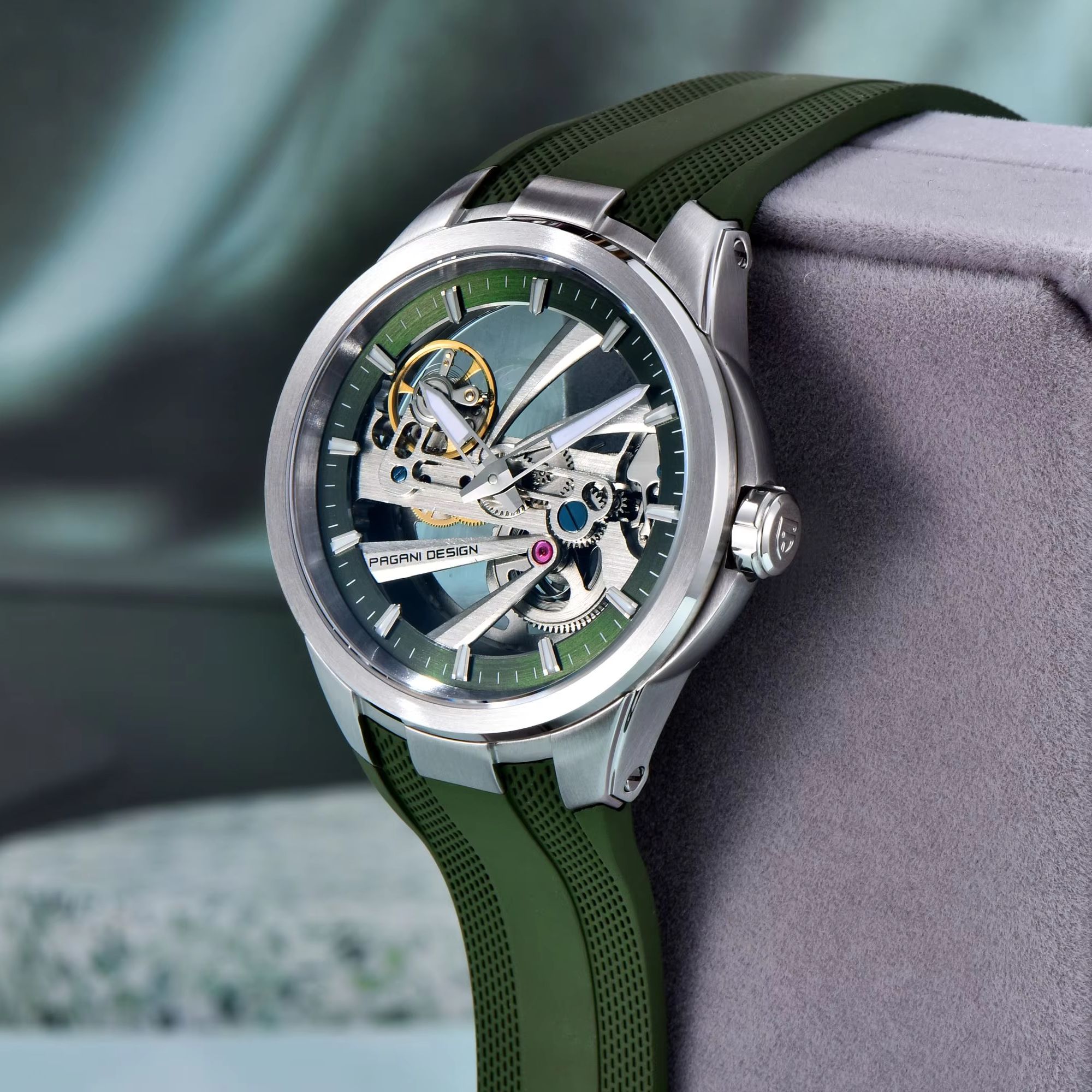 Groen skelet PAGANI DESIGN PDY - Rubber Strap Diver recensie en prijs