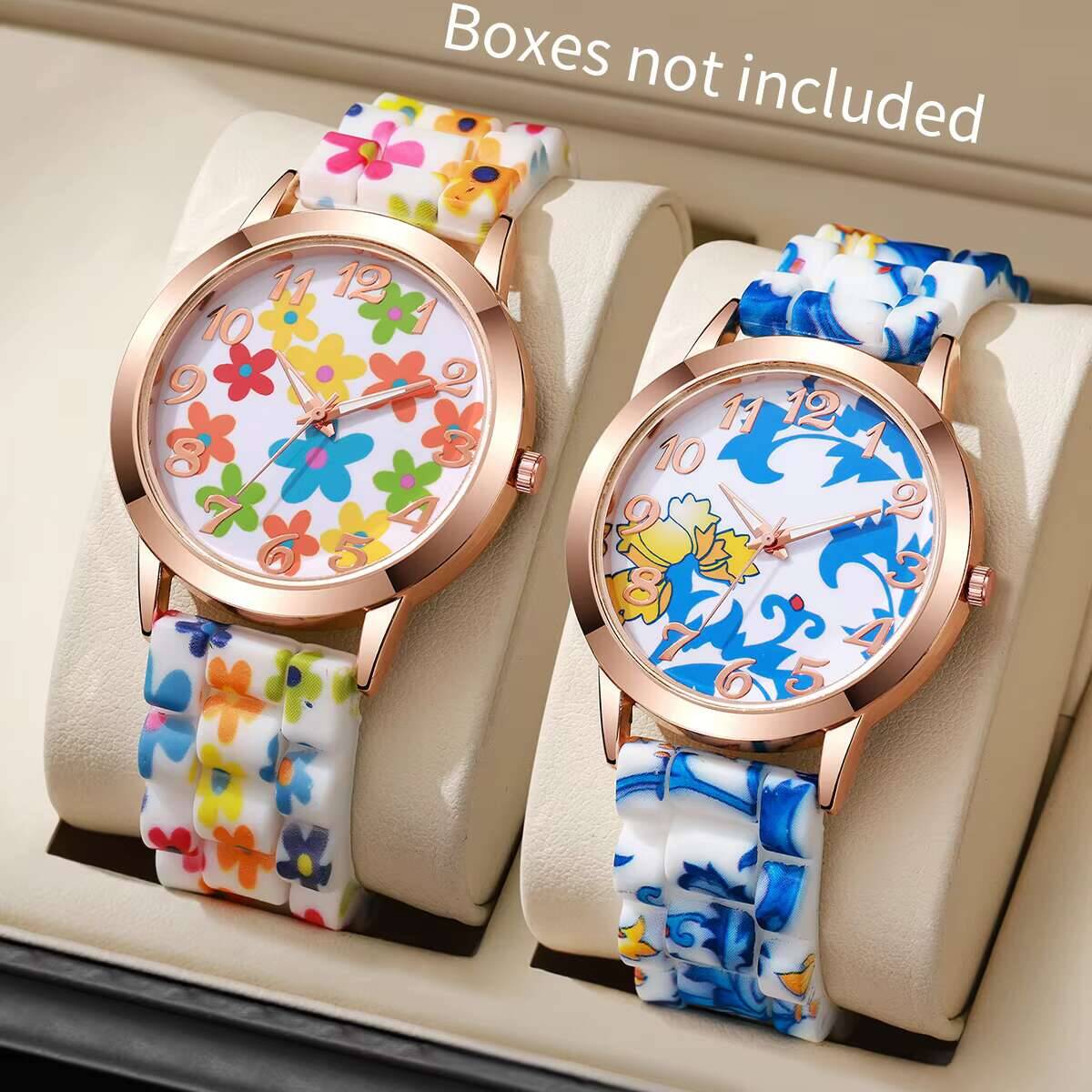 2 STKS Mode Bloem Gedrukt Vrou - Silicone Band Women recensie en prijs