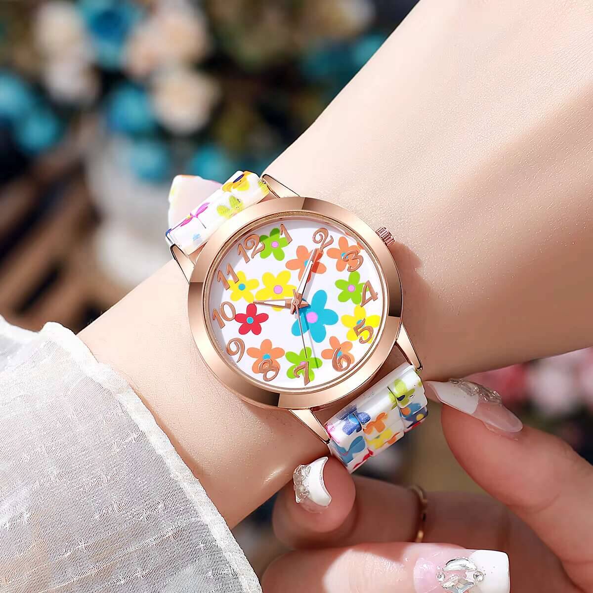 2 STKS Mode Bloem Gedrukt Vrou - Silicone Band Women recensie en prijs