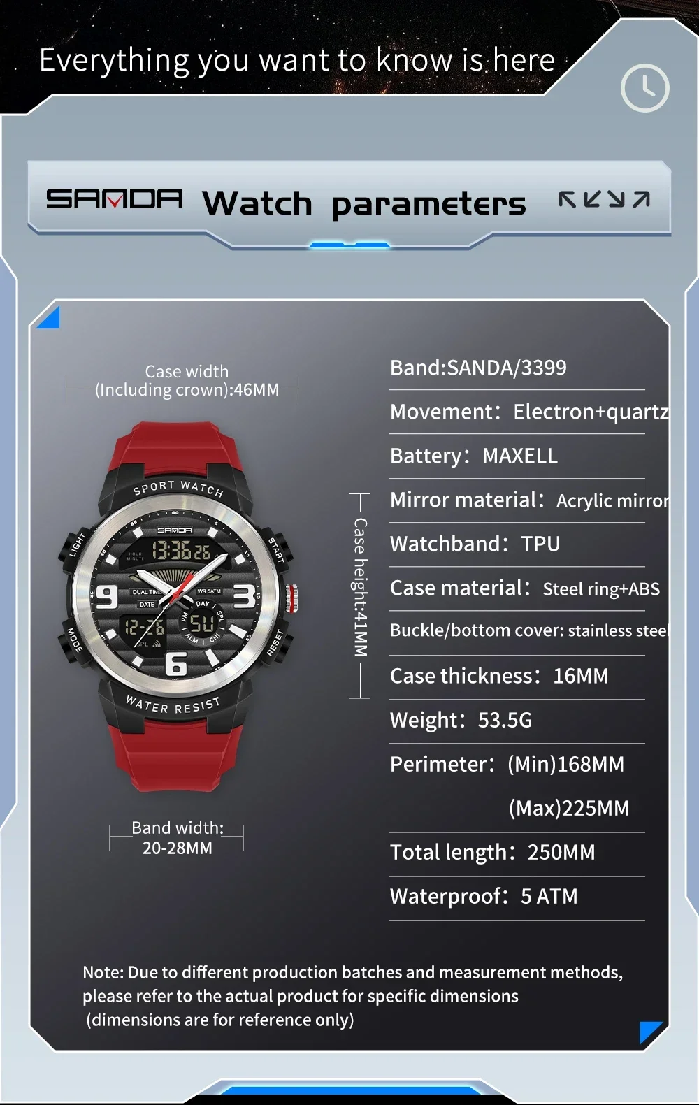 SANDA Multifunctionele herenho - Rubber Strap Diver recensie en prijs